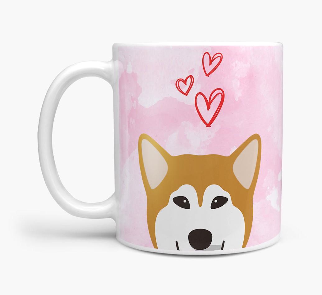 Peeking {breedFullName} Icon and Hearts Mug