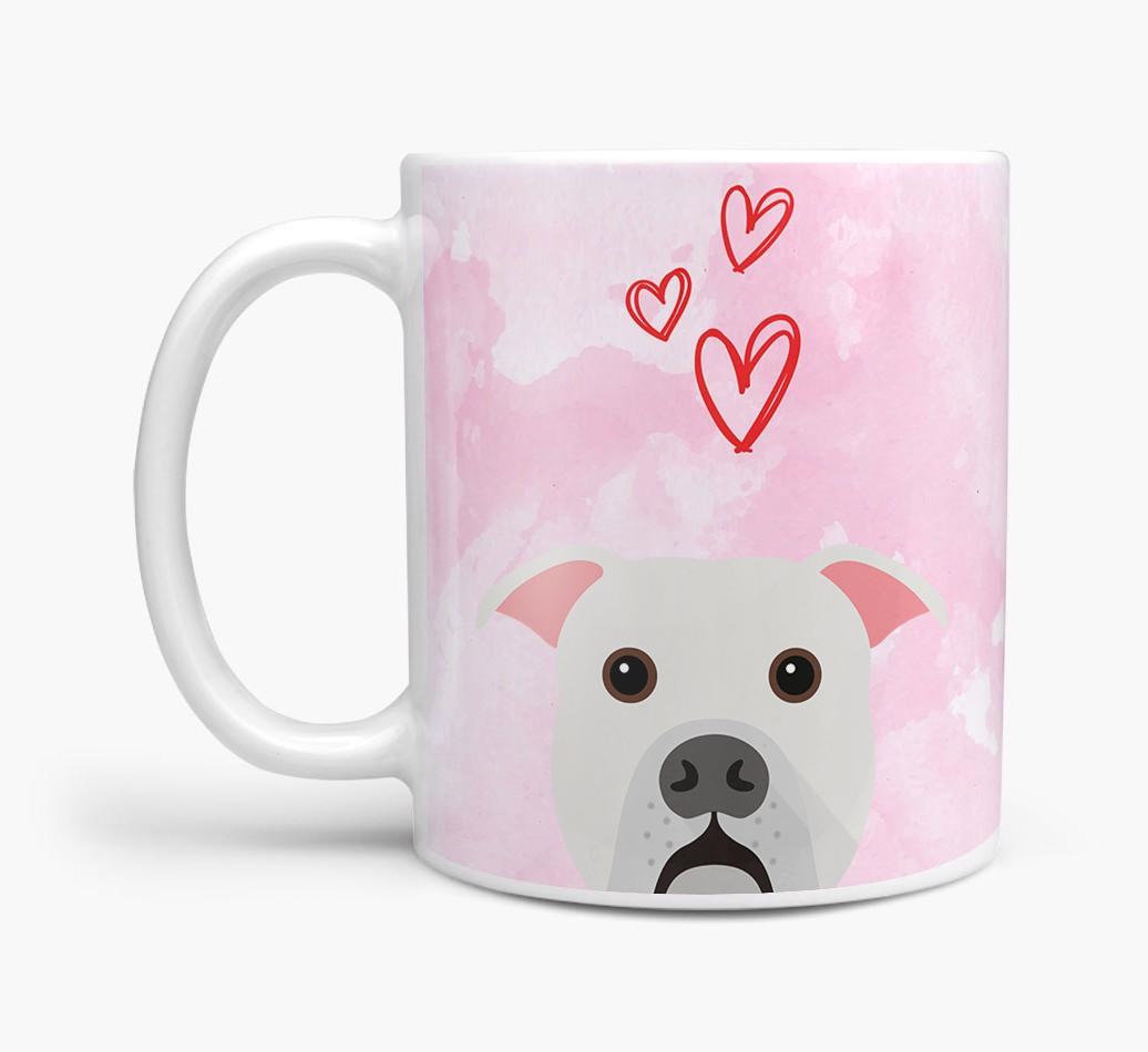 Peeking {breedFullName} Icon and Hearts Mug