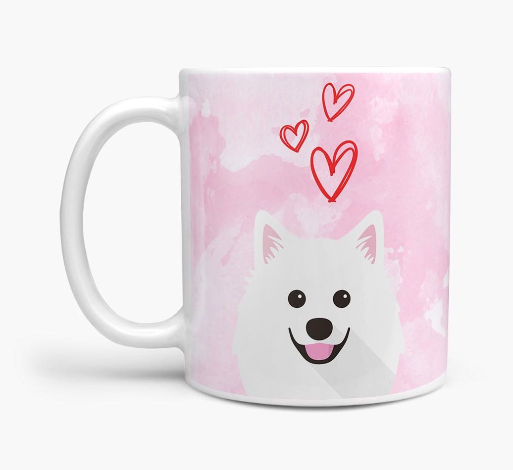 Peeking {breedFullName} Icon and Hearts Mug