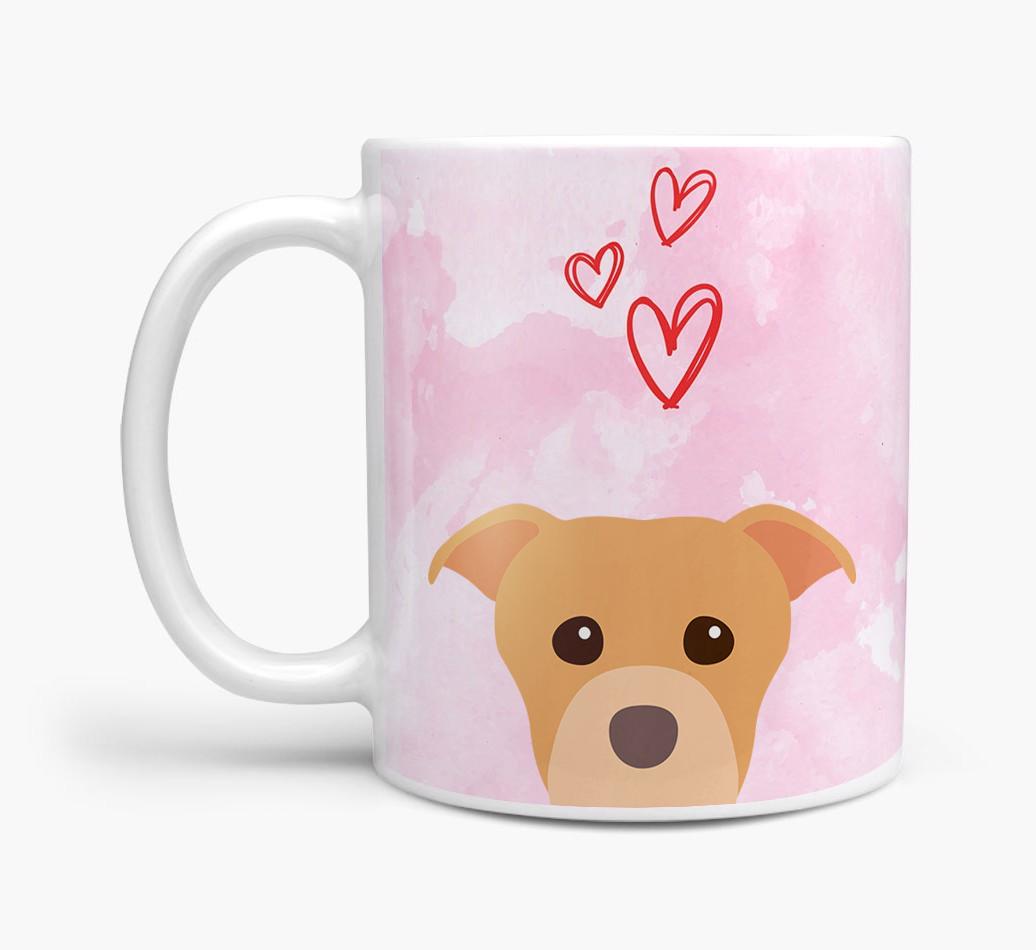 Peeking {breedFullName} Icon and Hearts Mug