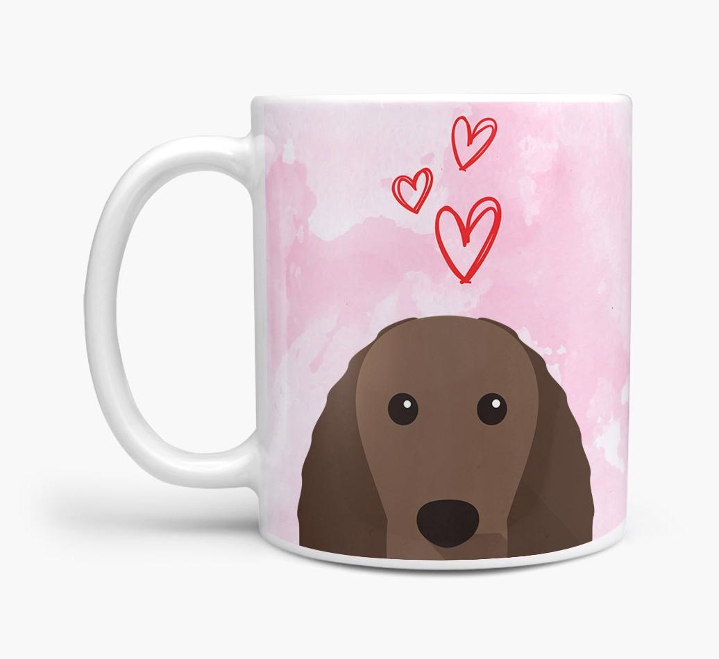 Peeking {breedFullName} Icon and Hearts Mug