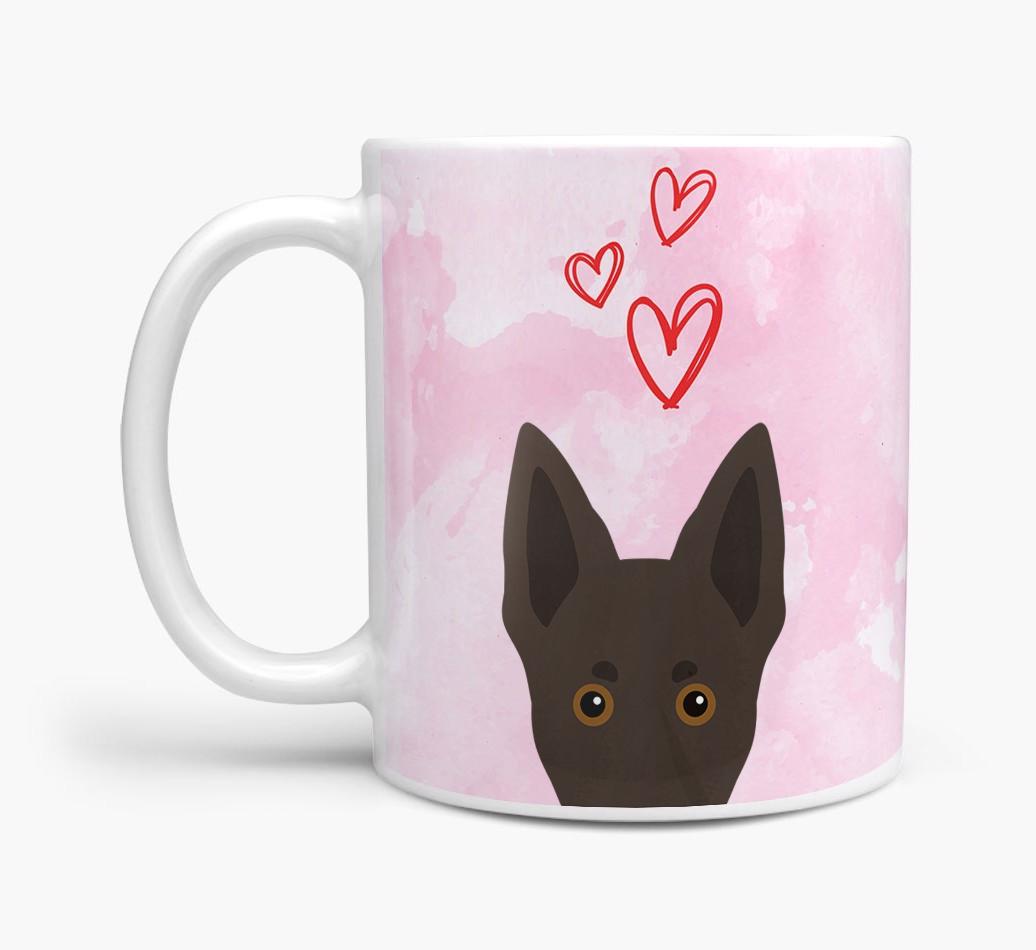 Peeking {breedFullName} Icon and Hearts Mug