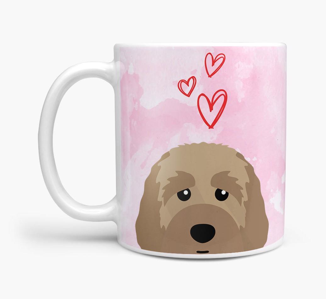 Peeking {breedFullName} Icon and Hearts Mug