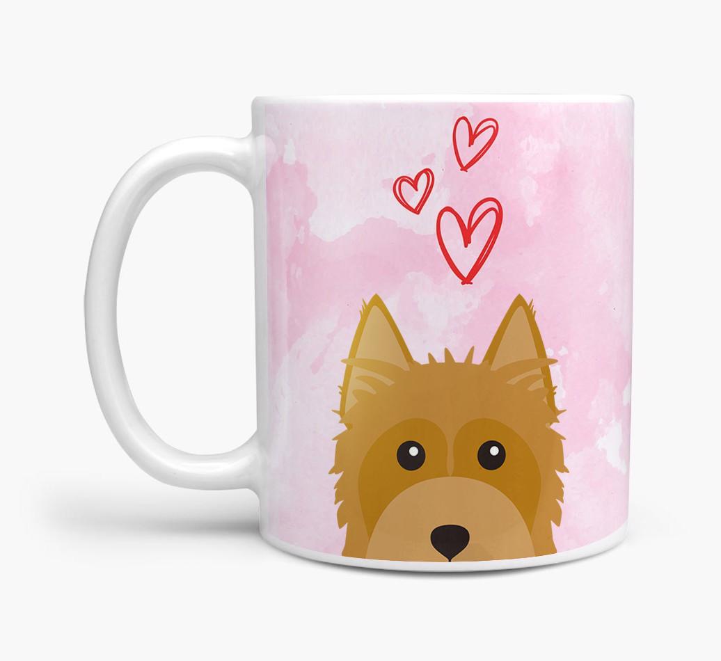 Peeking {breedFullName} Icon and Hearts Mug