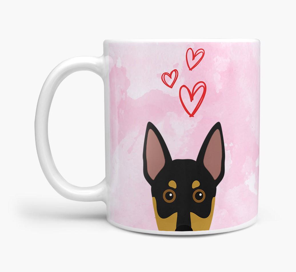 Peeking {breedFullName} Icon and Hearts Mug