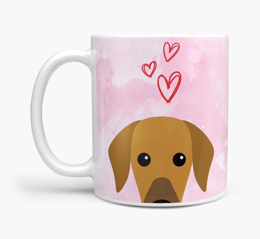 Peeking {breedFullName} Icon and Hearts Mug