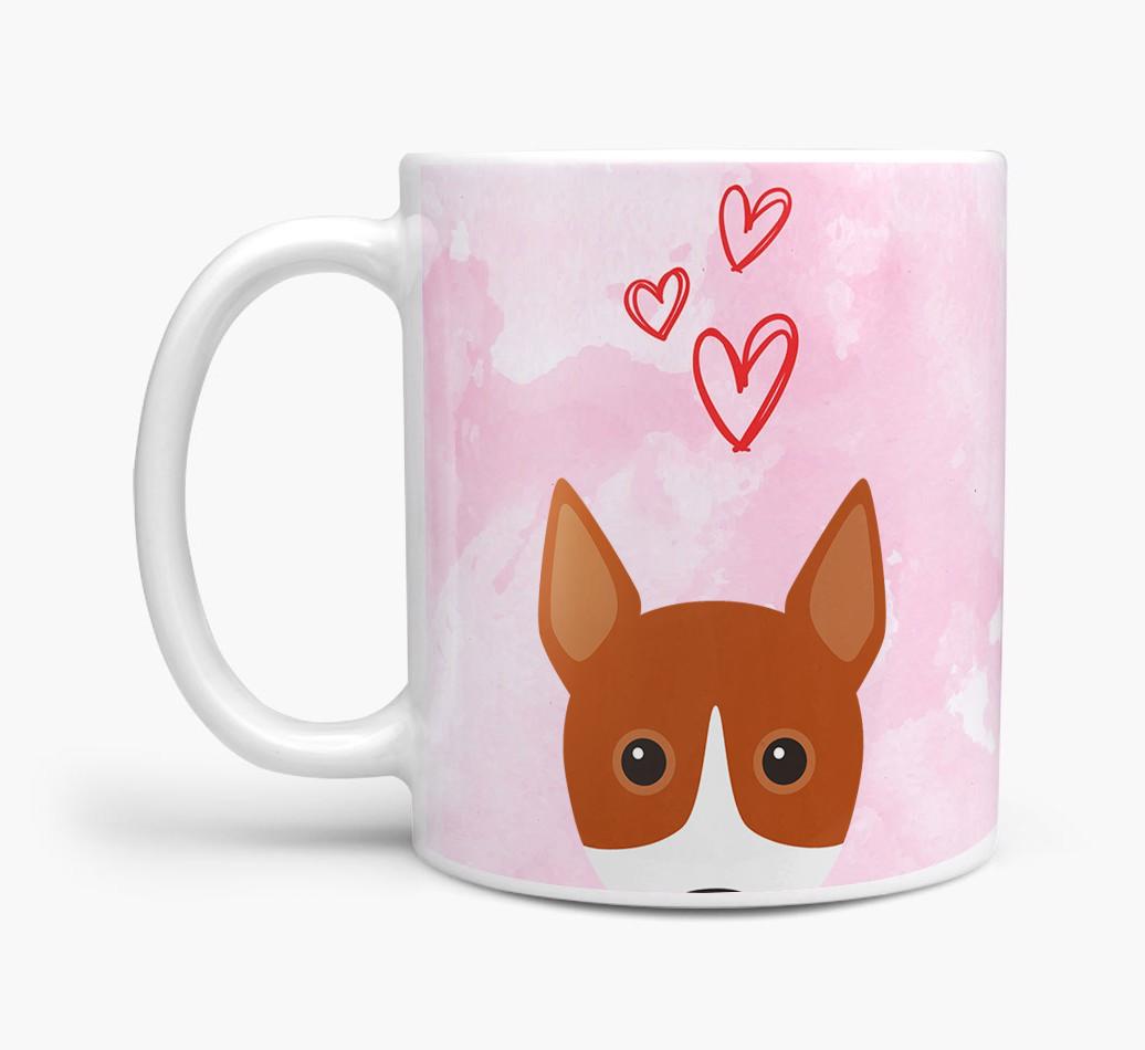 Peeking {breedFullName} Icon and Hearts Mug
