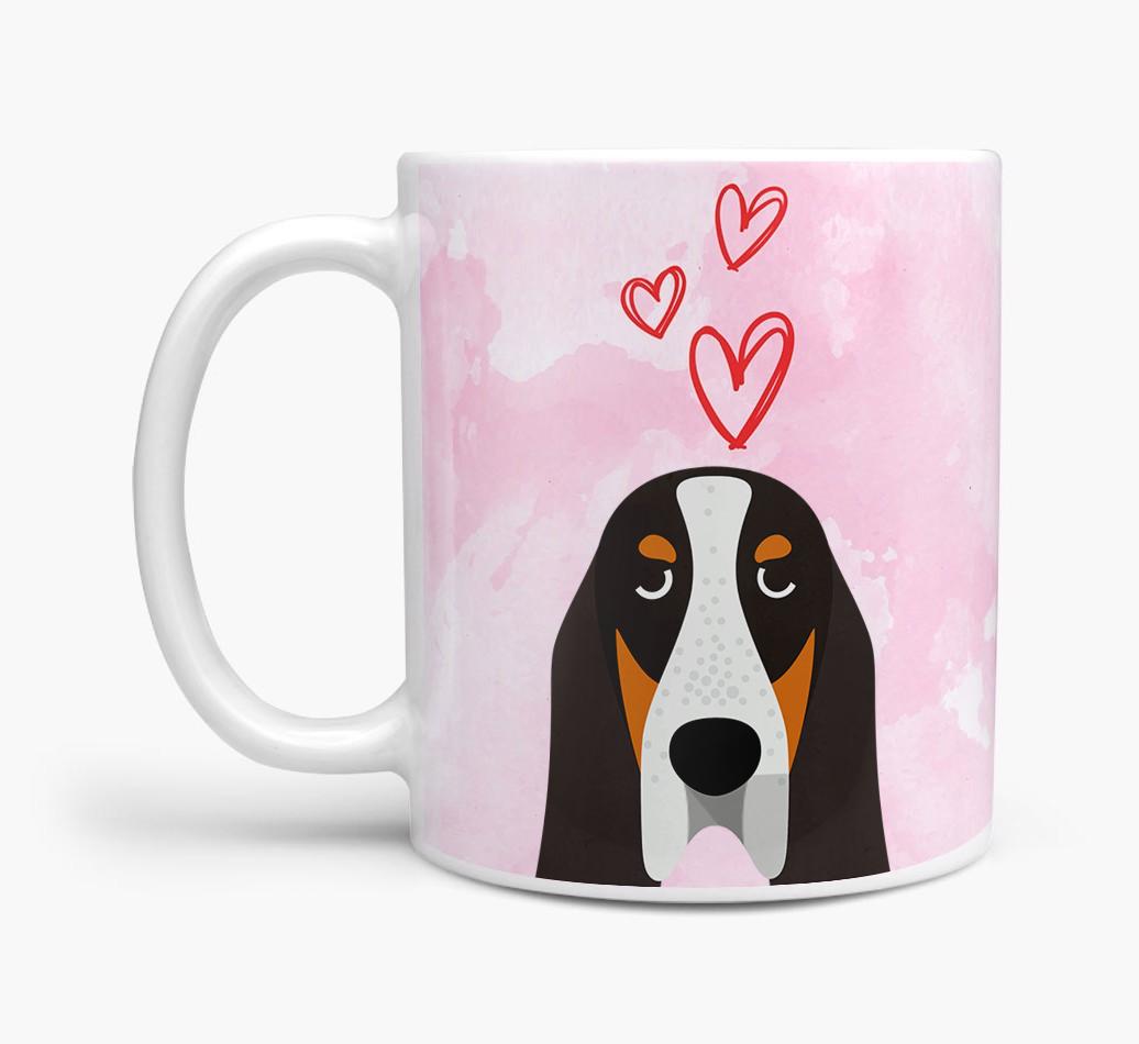 Peeking {breedFullName} Icon and Hearts Mug