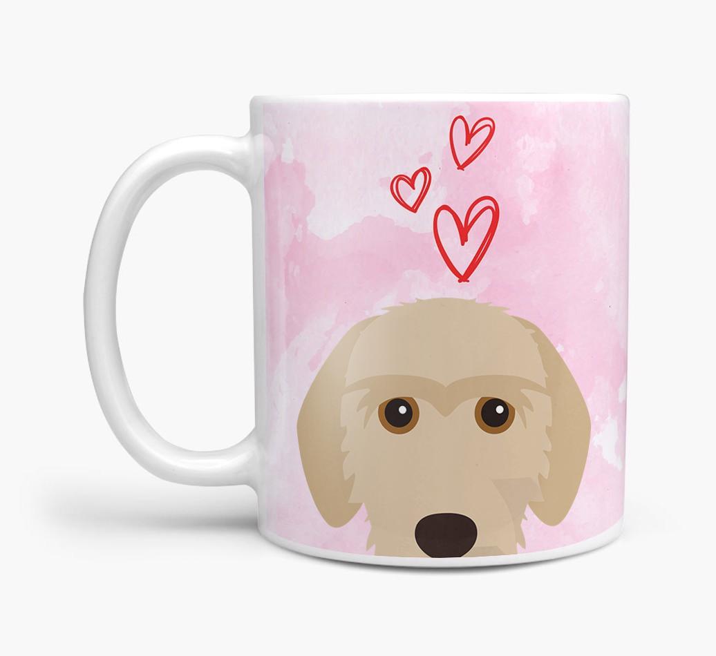 Peeking {breedFullName} Icon and Hearts Mug