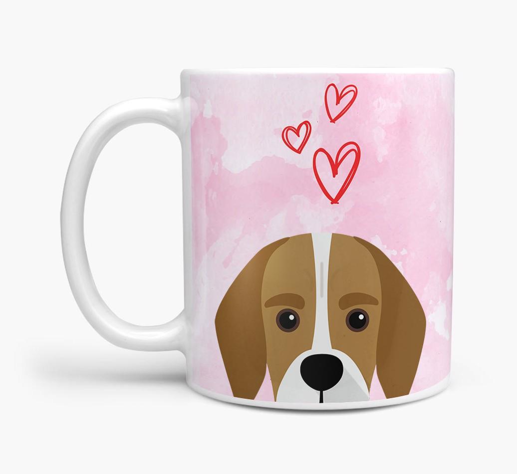 Peeking {breedFullName} Icon and Hearts Mug