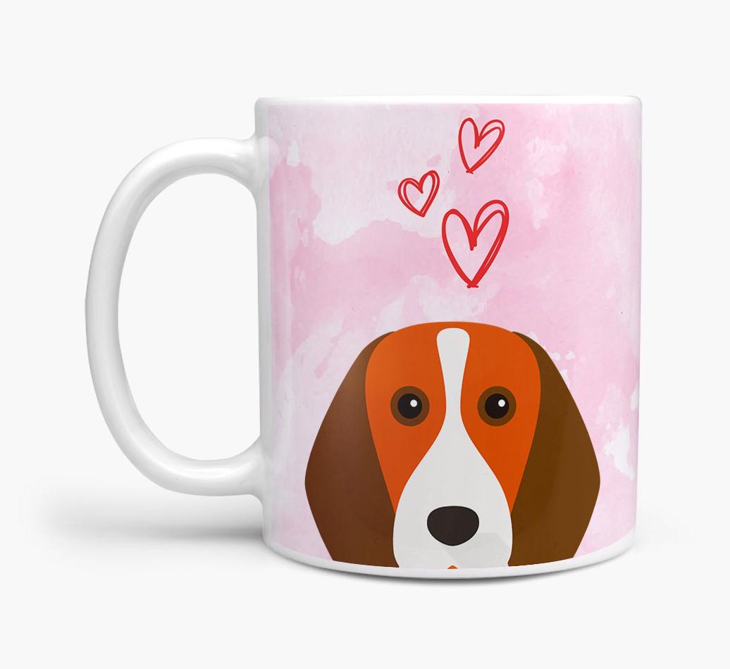 Peeking {breedFullName} Icon and Hearts Mug