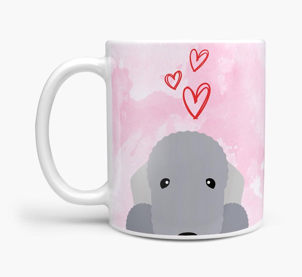 Peeking {breedFullName} Icon and Hearts Mug