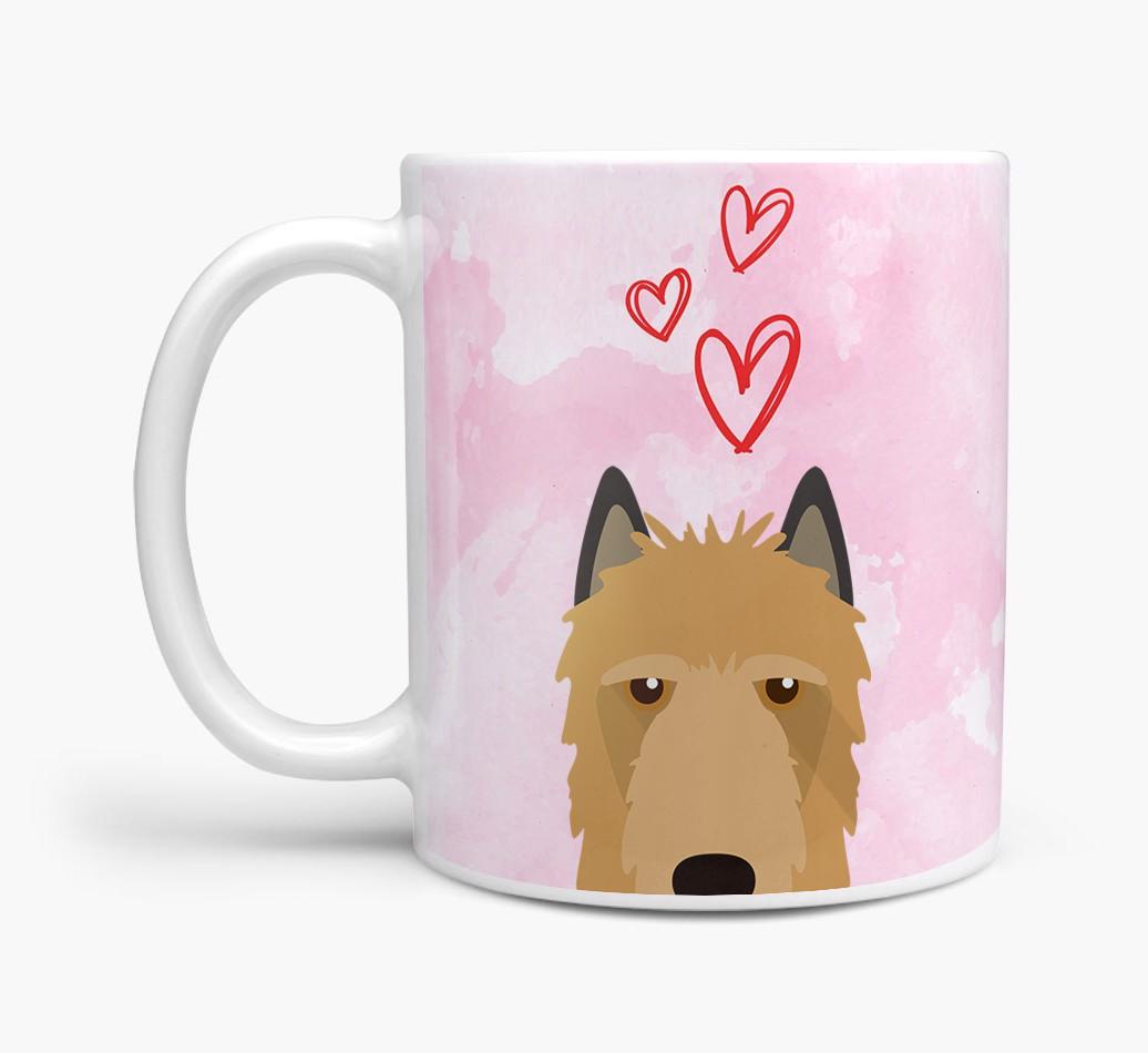 Peeking {breedFullName} Icon and Hearts Mug