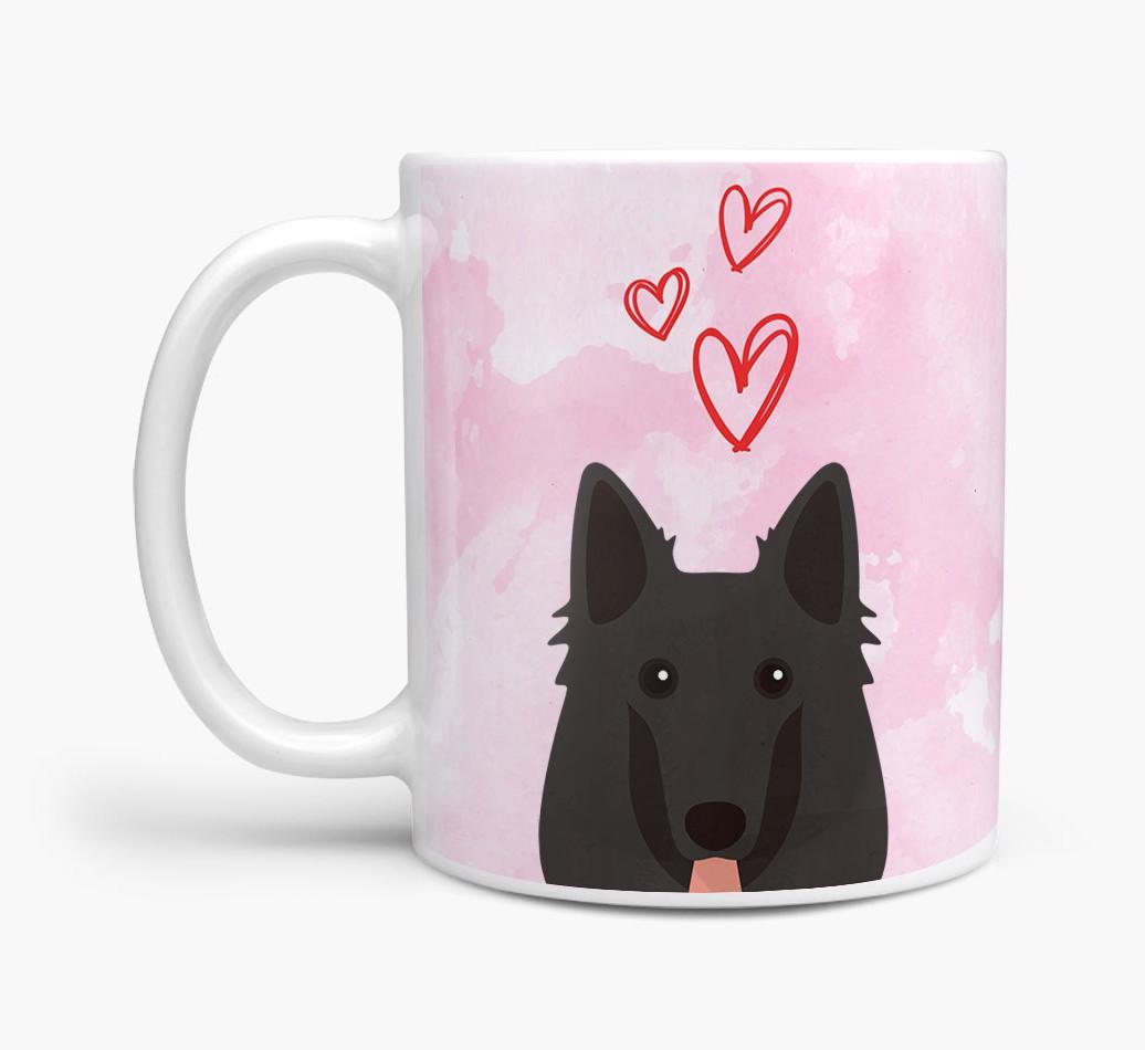 Peeking {breedFullName} Icon and Hearts Mug