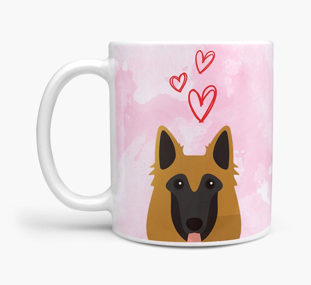 Peeking {breedFullName} Icon and Hearts Mug