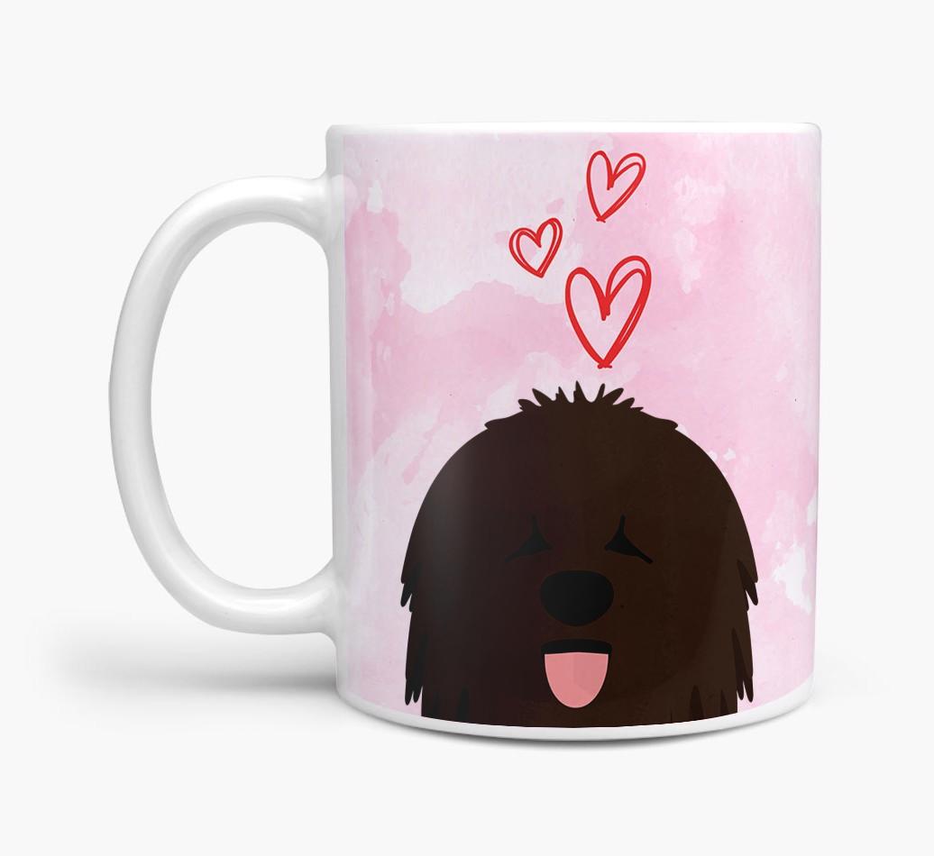 Peeking {breedFullName} Icon and Hearts Mug