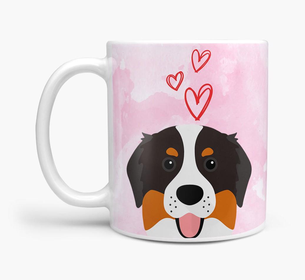 Peeking {breedFullName} Icon and Hearts Mug