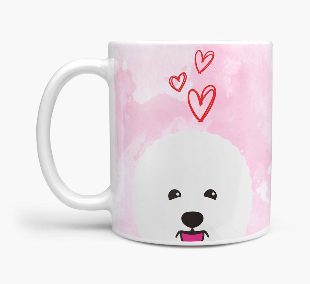 Peeking {breedFullName} Icon and Hearts Mug