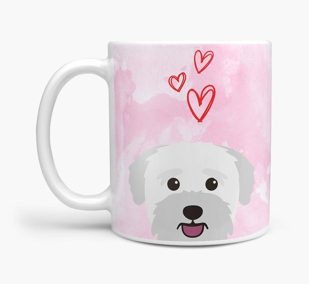 Peeking {breedFullName} Icon and Hearts Mug