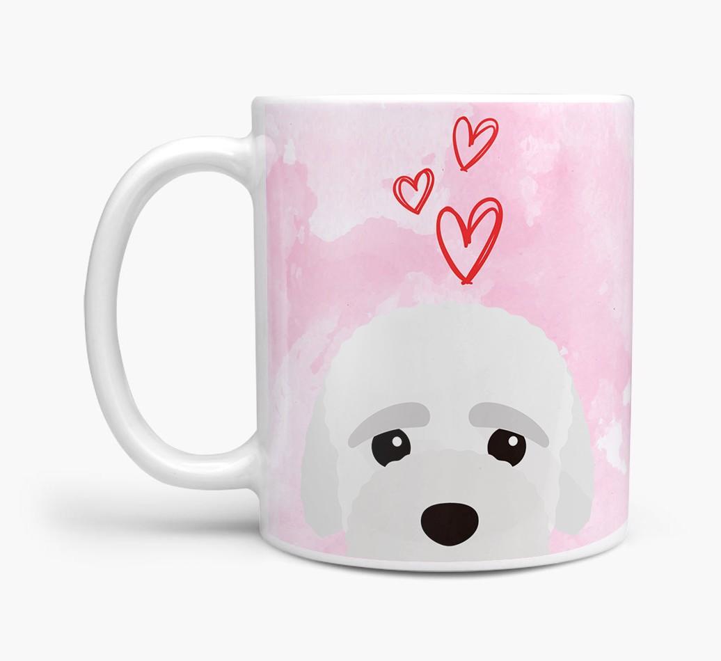 Peeking {breedFullName} Icon and Hearts Mug