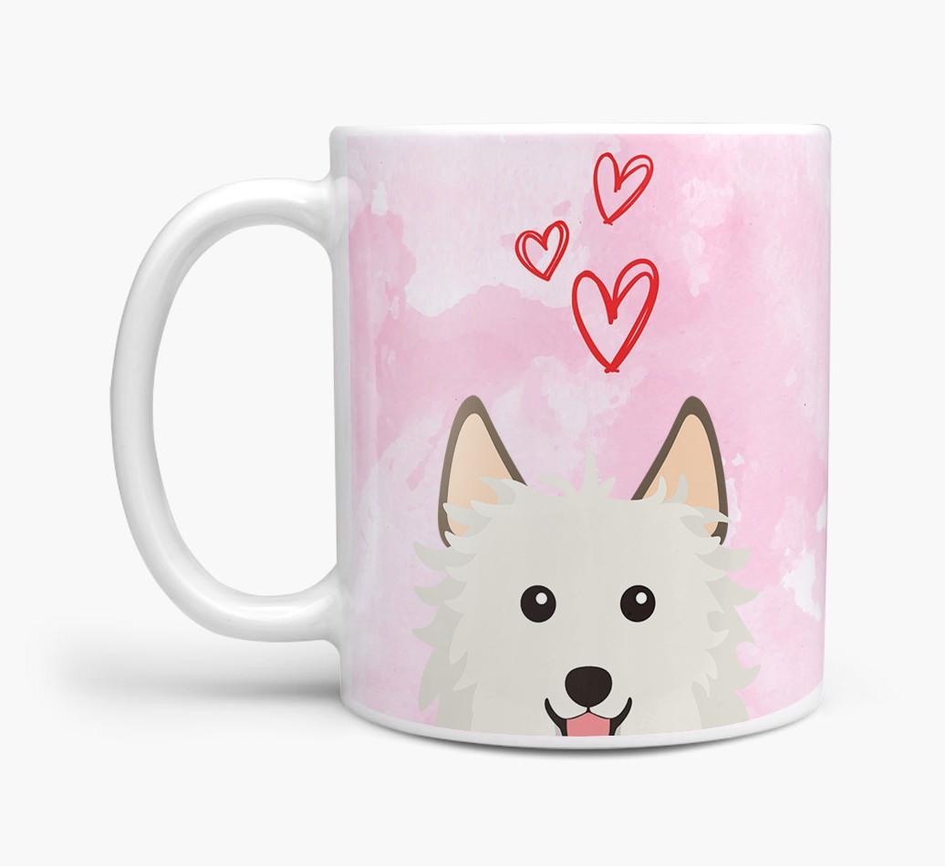 Peeking {breedFullName} Icon and Hearts Mug