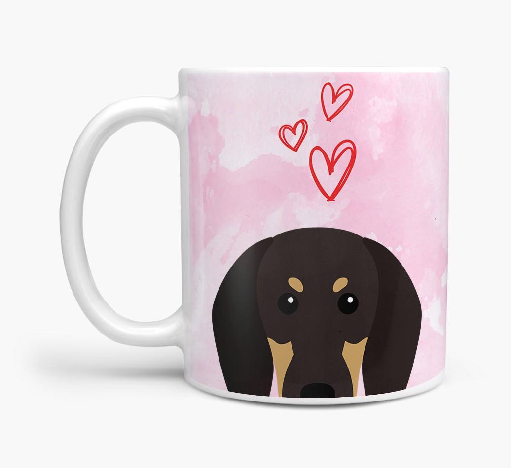 Peeking {breedFullName} Icon and Hearts Mug