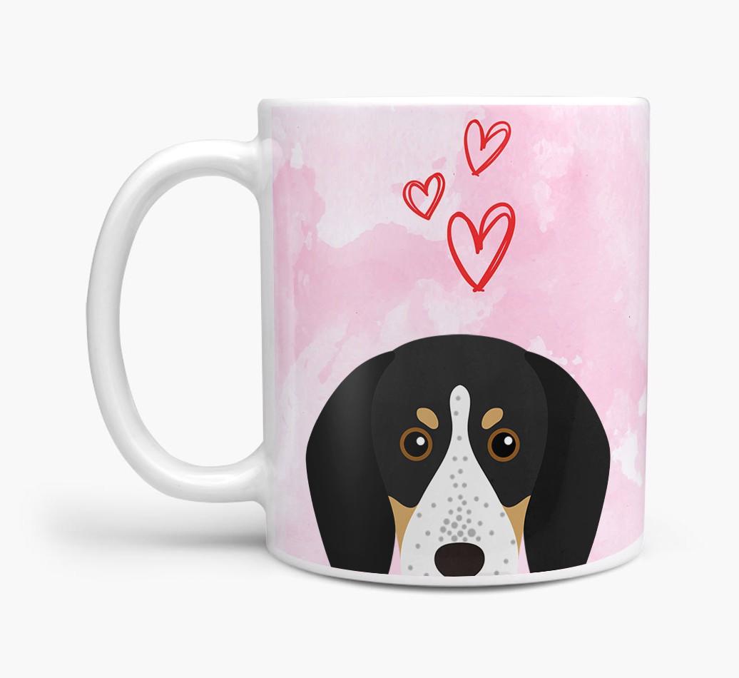 Peeking {breedFullName} Icon and Hearts Mug