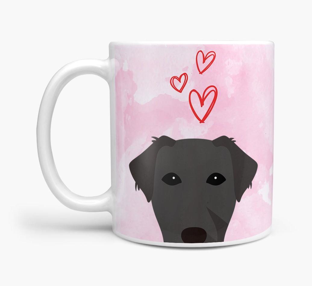 Peeking {breedFullName} Icon and Hearts Mug