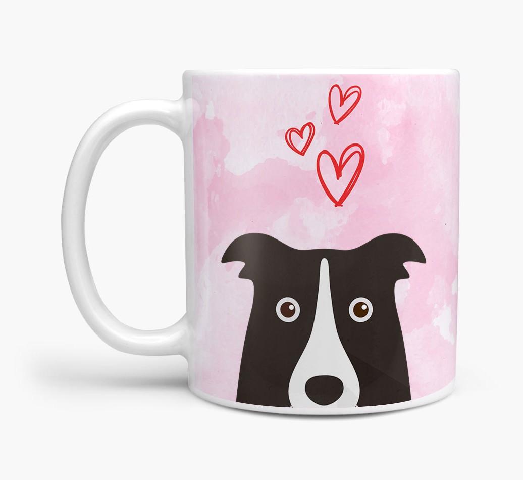 Peeking {breedFullName} Icon and Hearts Mug
