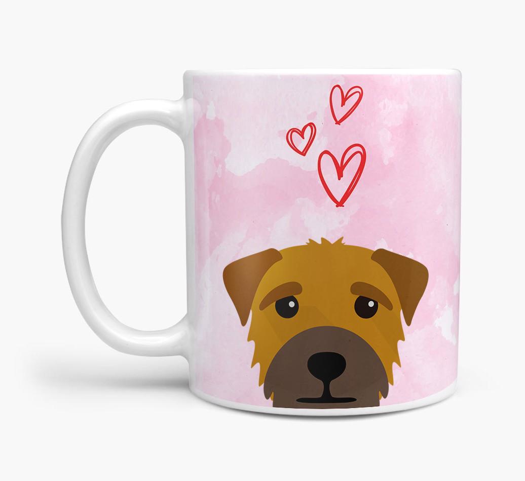 Peeking {breedFullName} Icon and Hearts Mug