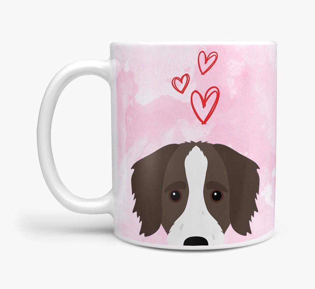 Peeking {breedFullName} Icon and Hearts Mug