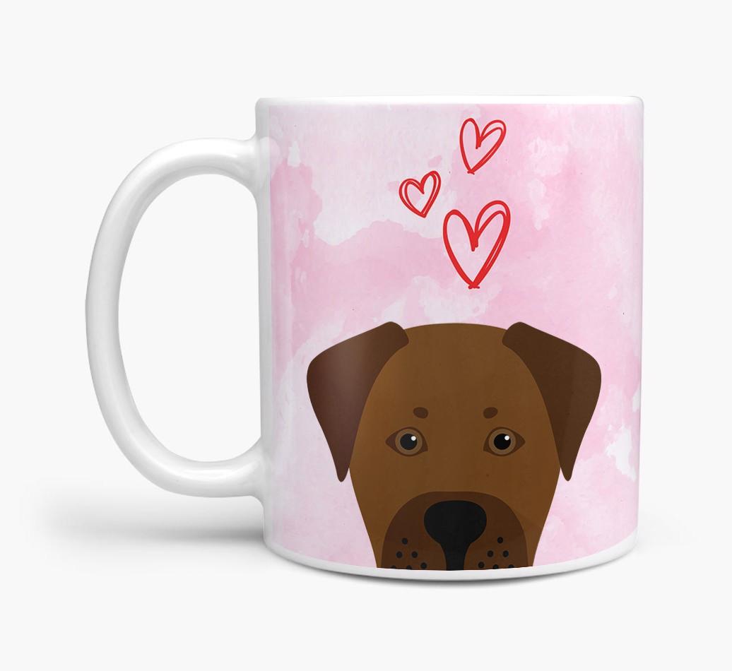 Peeking {breedFullName} Icon and Hearts Mug