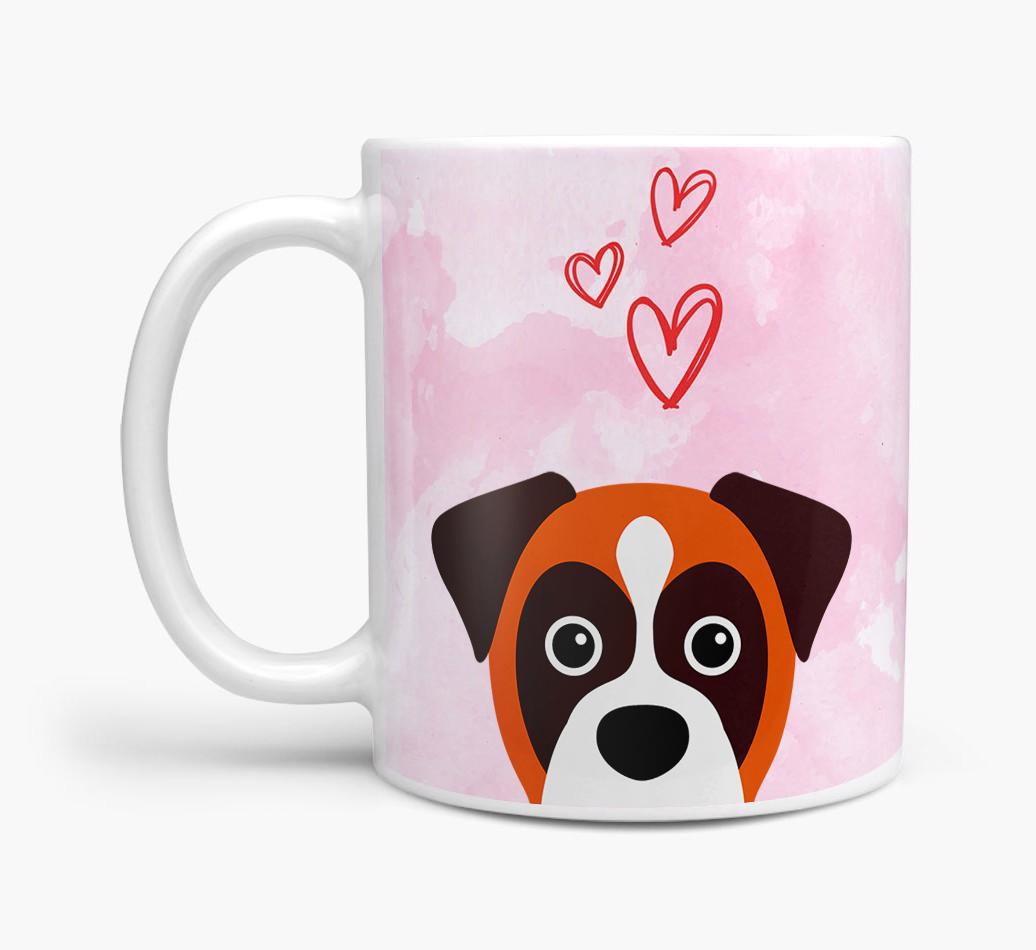 Peeking {breedFullName} Icon and Hearts Mug