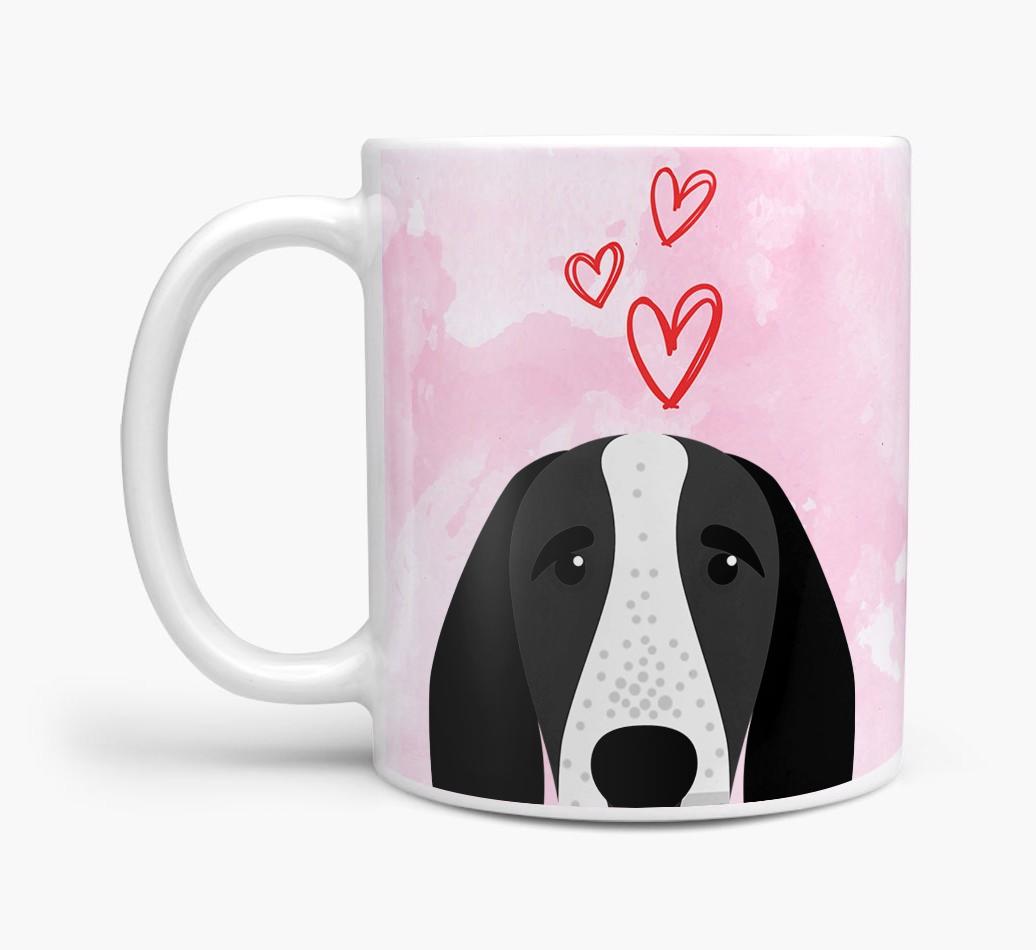Peeking {breedFullName} Icon and Hearts Mug