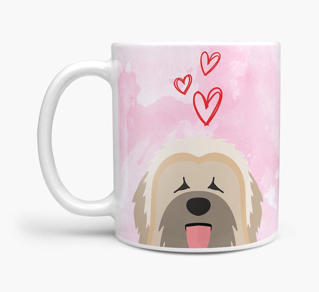 Peeking {breedFullName} Icon and Hearts Mug