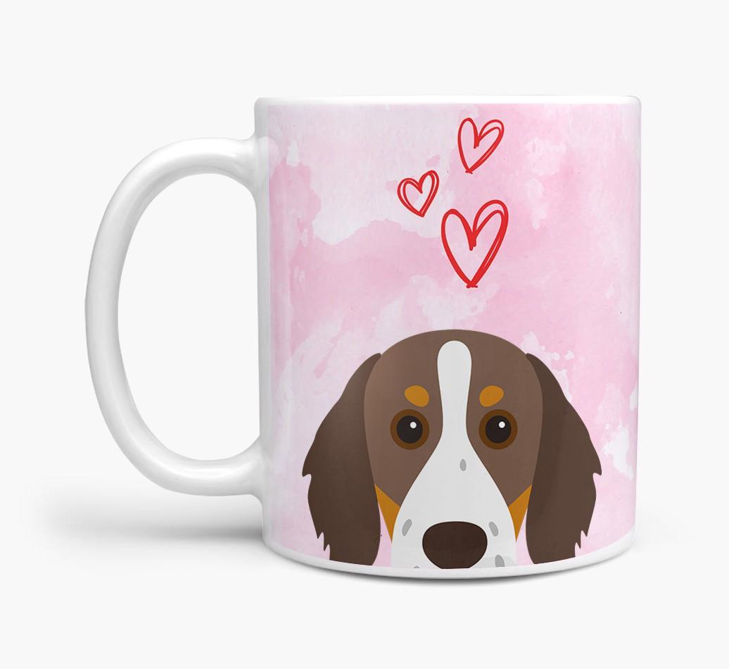 Peeking {breedFullName} Icon and Hearts Mug
