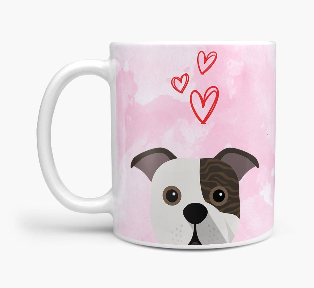 Peeking {breedFullName} Icon and Hearts Mug