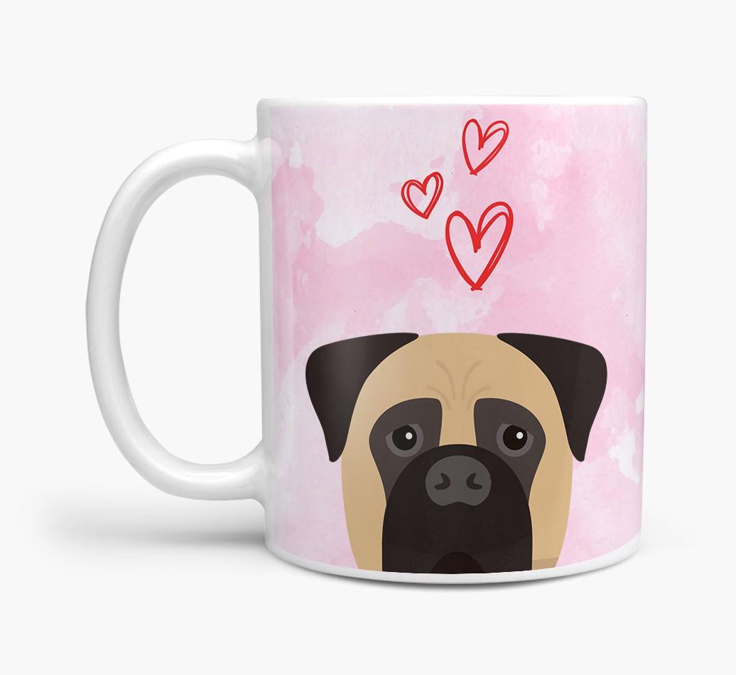 Peeking {breedFullName} Icon and Hearts Mug