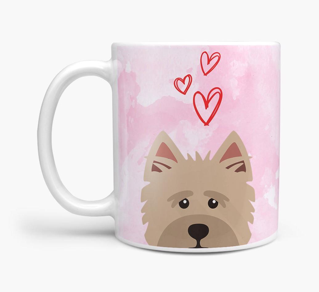 Peeking {breedFullName} Icon and Hearts Mug