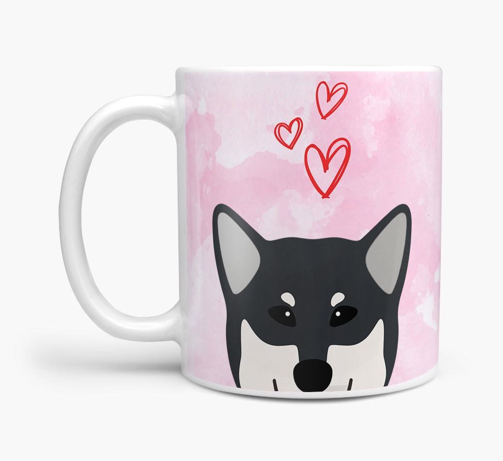 Peeking {breedFullName} Icon and Hearts Mug