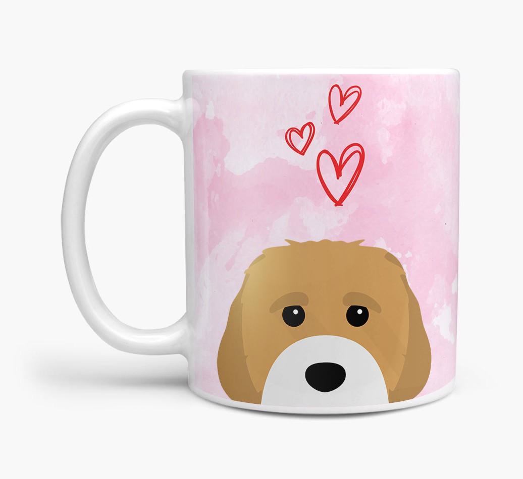 Peeking {breedFullName} Icon and Hearts Mug