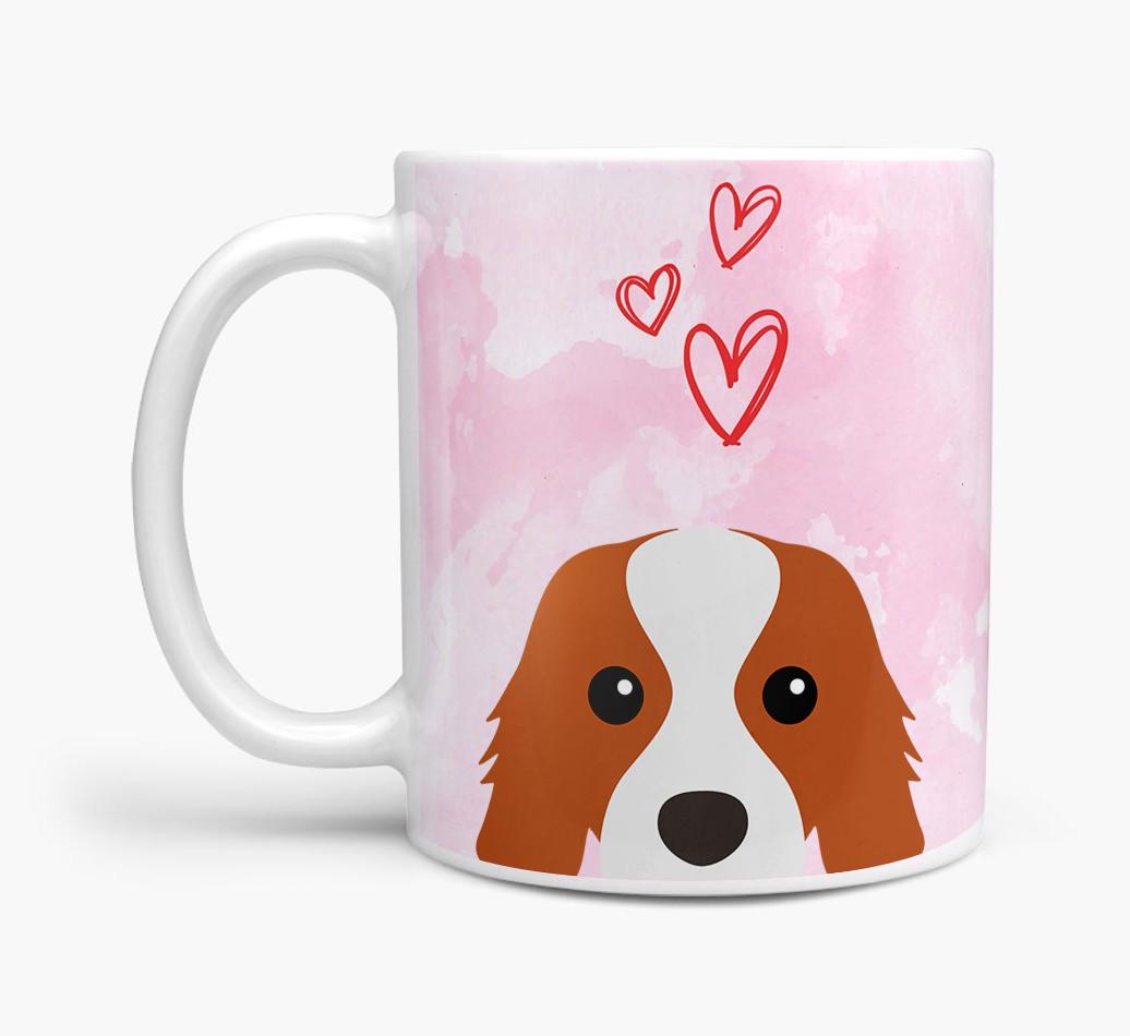 Peeking {breedFullName} Icon and Hearts Mug