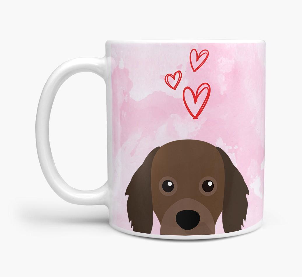 Peeking {breedFullName} Icon and Hearts Mug
