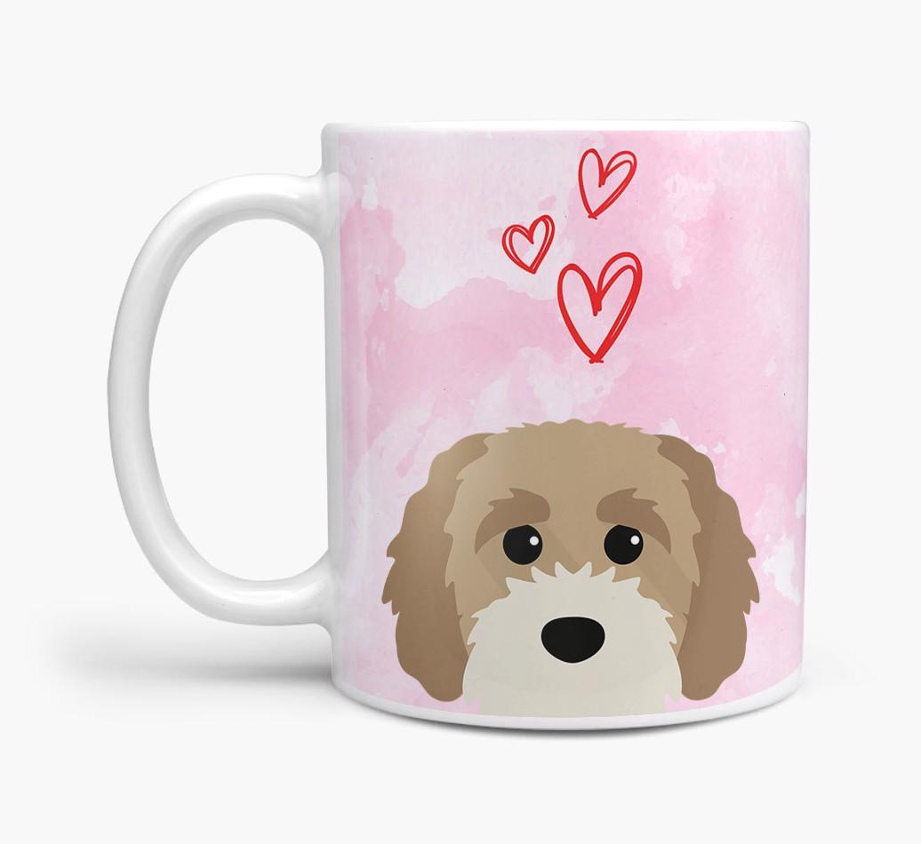 Peeking {breedFullName} Icon and Hearts Mug