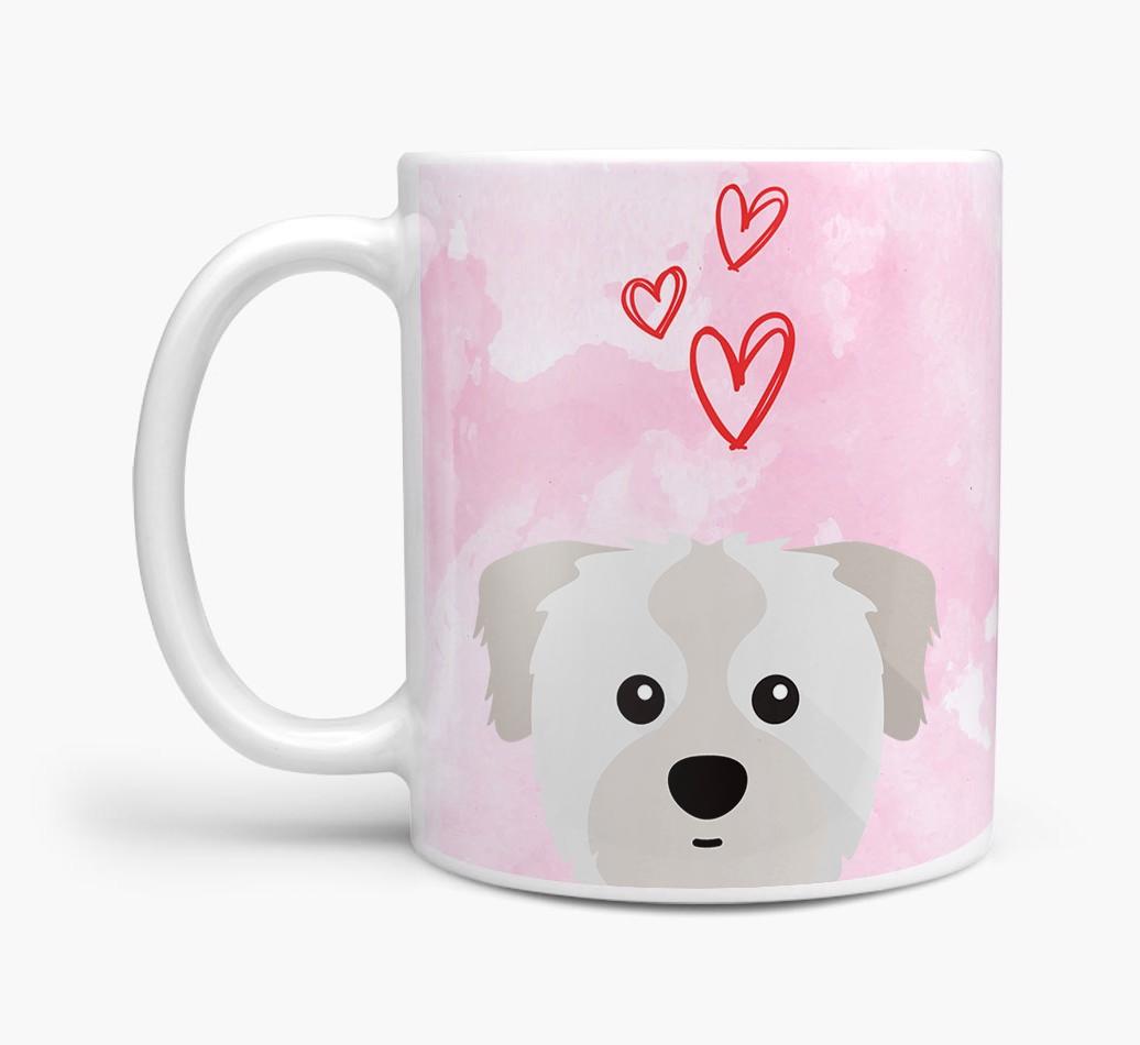 Peeking {breedFullName} Icon and Hearts Mug