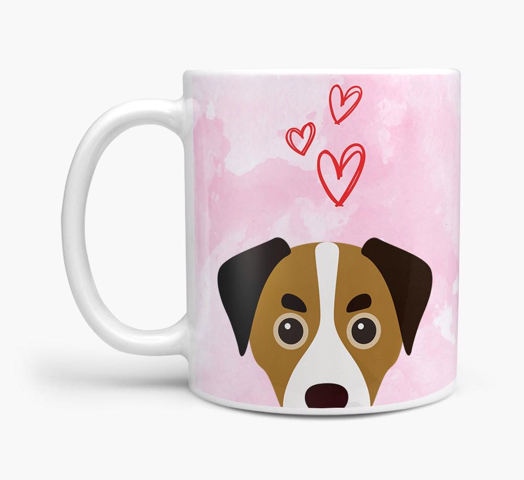 Peeking {breedFullName} Icon and Hearts Mug