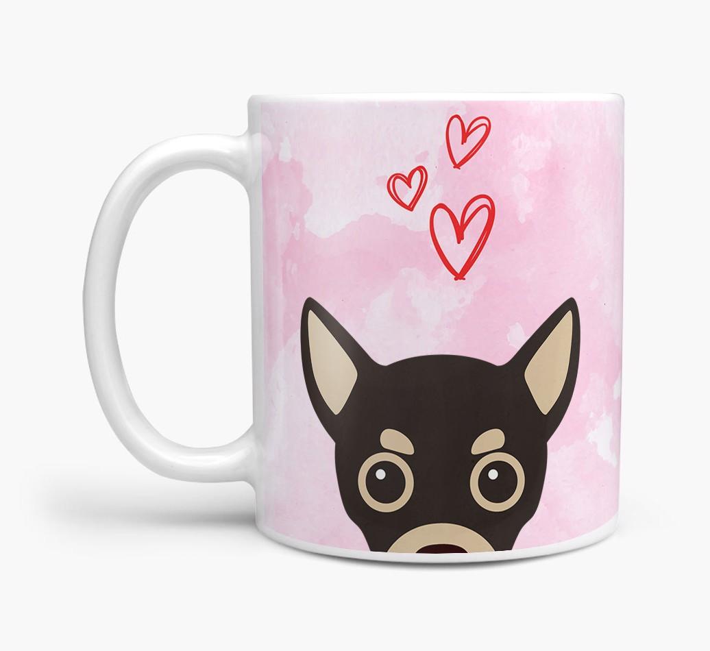 Peeking {breedFullName} Icon and Hearts Mug