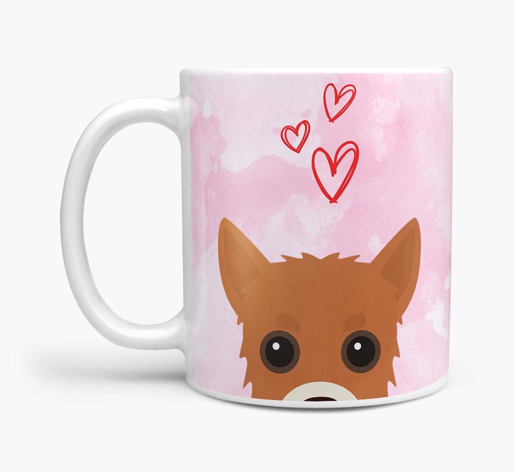 Peeking {breedFullName} Icon and Hearts Mug