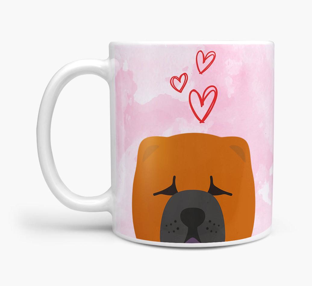 Peeking {breedFullName} Icon and Hearts Mug