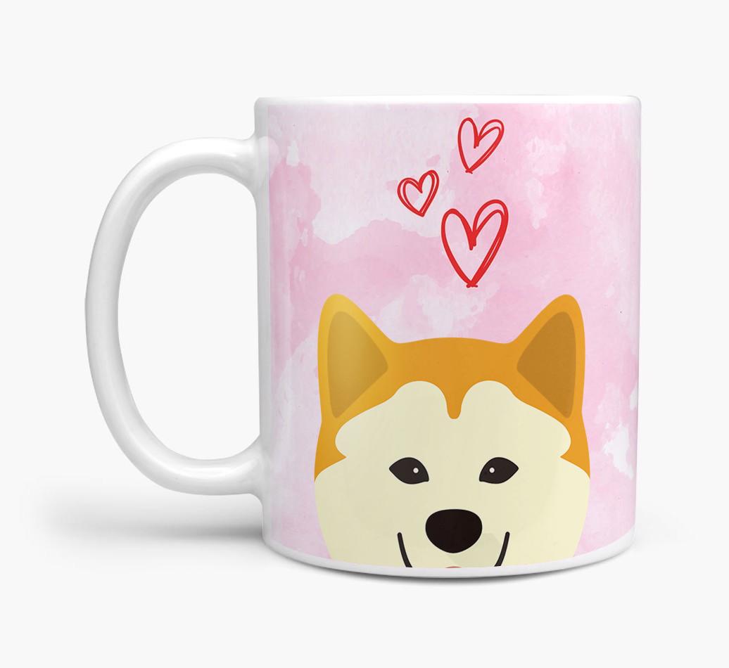 Peeking {breedFullName} Icon and Hearts Mug